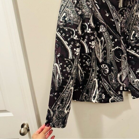 Chico’s Paisley Open Front Jacket Size 0 (4) Purple Black Gray Multicolor - Picture 9 of 12